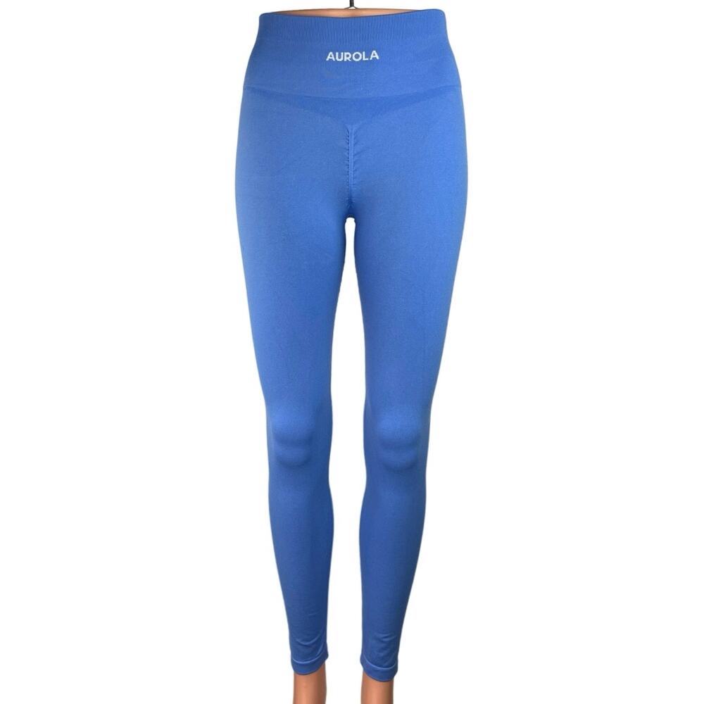 Aurola Women's Blue Mid Rise Elastic Waist Stretch Ankle Skinny Legging Pants S